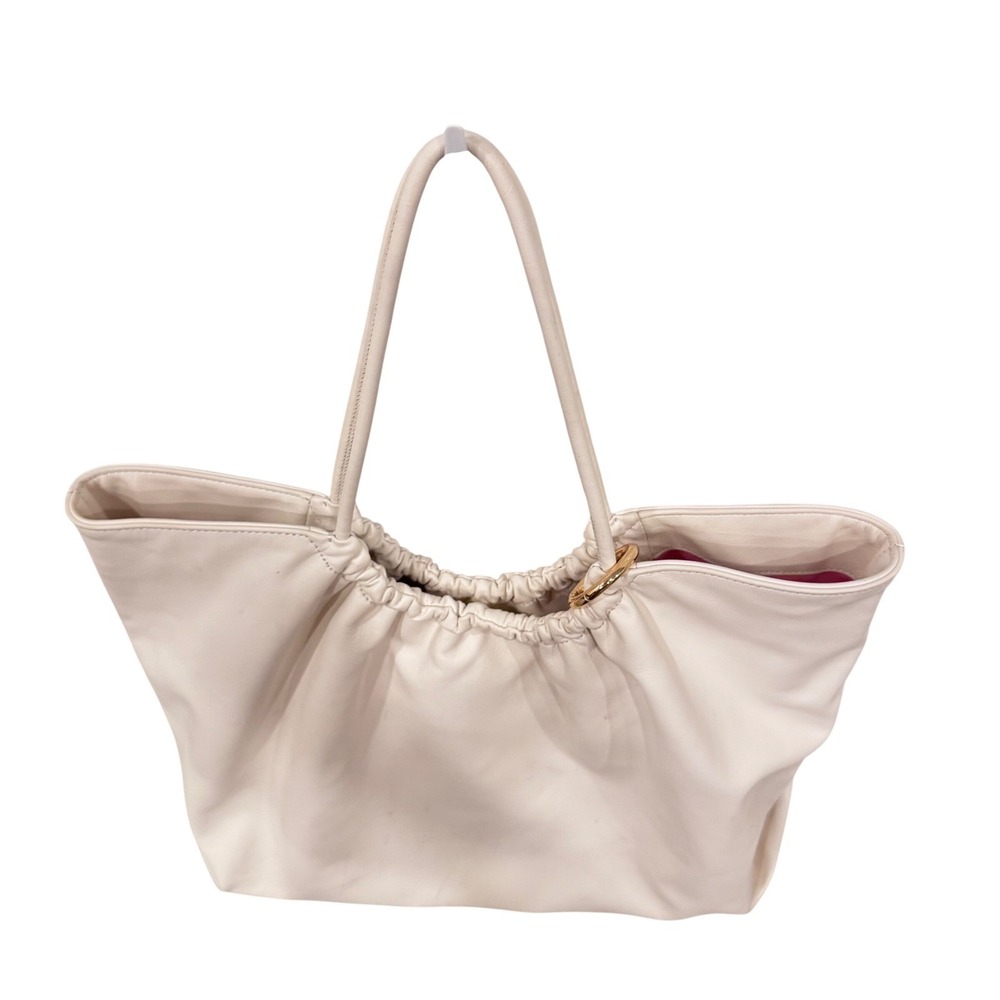 LDT Lily Tote Bag White‎ Nappa Leather Pink Inside Preloved 18x12x5 Slouchy$298 - Picture 2 of 16